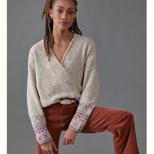 Anthropologie PILCRO Drew Fair Isle Surplice Sweater XS